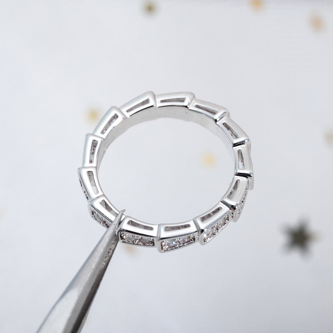 [Charm Aries Jewelry]SERPENTI RING SILVER DIAMOND PAVED 3MM