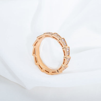 [Charm Aries Jewelry]SERPENTI RING PINK GOLD DIAMOND PAVED 3MM