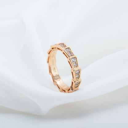 [Charm Aries Jewelry]SERPENTI RING PINK GOLD DIAMOND PAVED 3MM