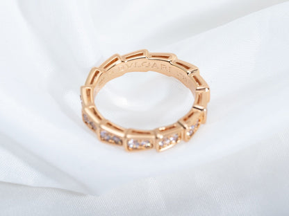 [Charm Aries Jewelry]SERPENTI RING PINK GOLD DIAMOND PAVED 3MM