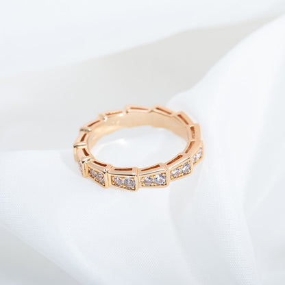 [Charm Aries Jewelry]SERPENTI RING PINK GOLD DIAMOND PAVED 3MM
