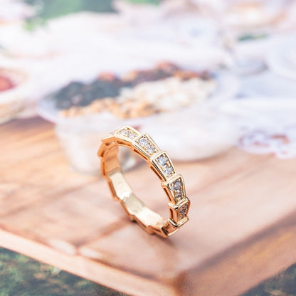 [Charm Aries Jewelry]SERPENTI RING PINK GOLD DIAMOND PAVED 3MM