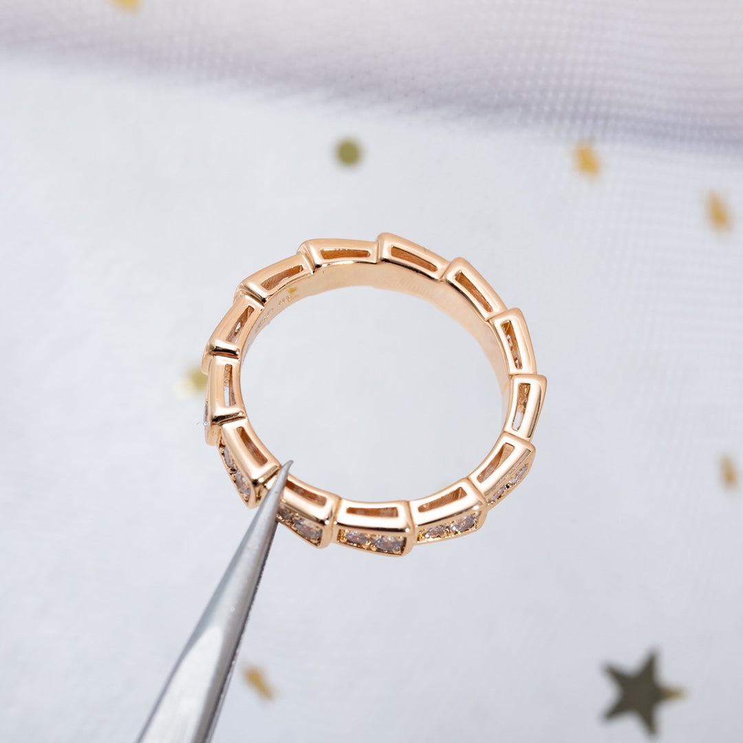 [Charm Aries Jewelry]SERPENTI RING PINK GOLD DIAMOND PAVED 3MM