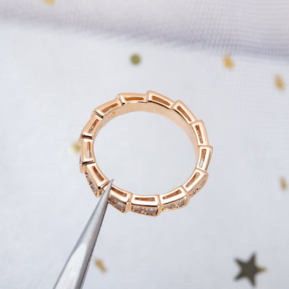 [Charm Aries Jewelry]SERPENTI RING PINK GOLD DIAMOND PAVED 3MM