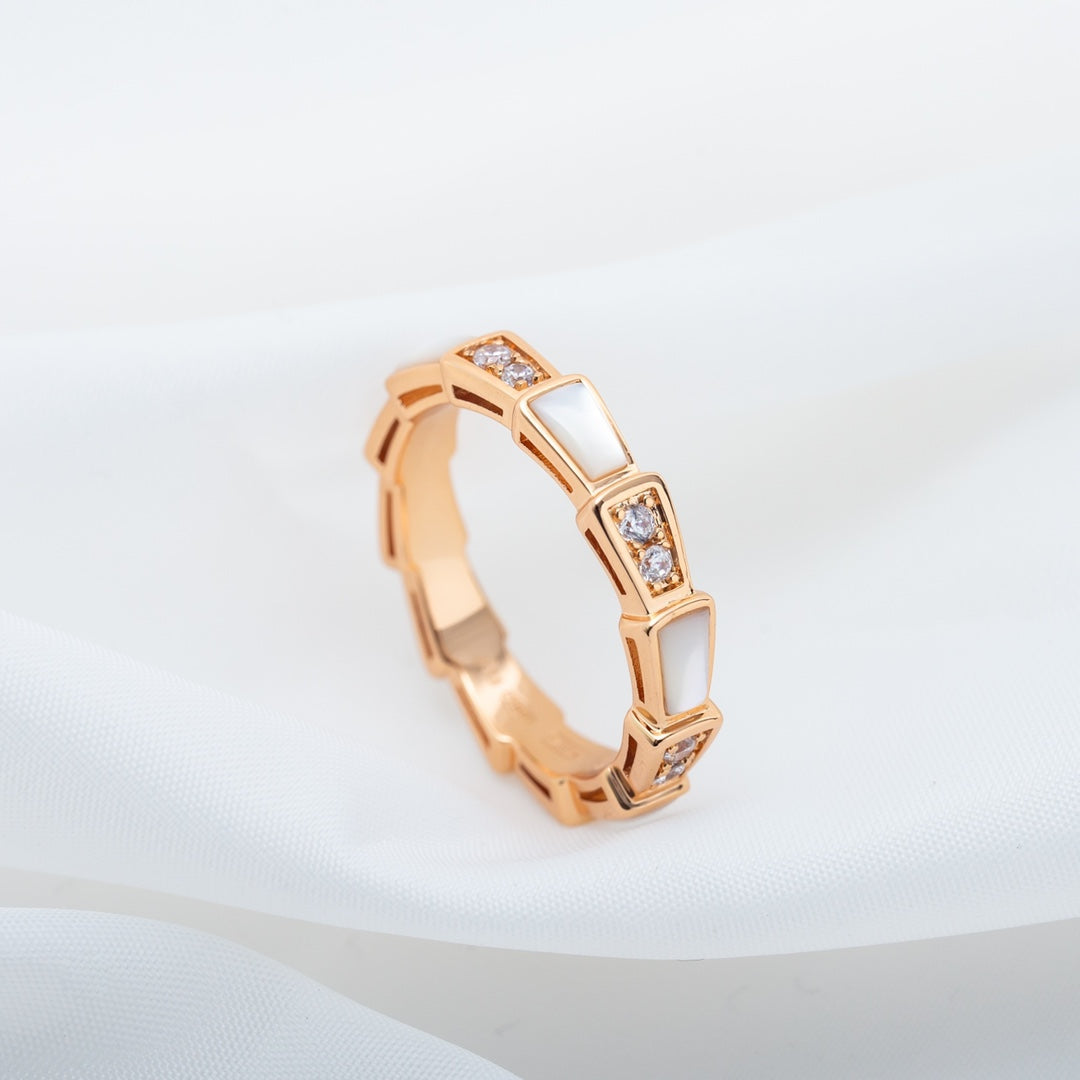 [Charm Aries Jewelry]SERPENTI RING PINK GOLD DIAMOND MOP 3MM