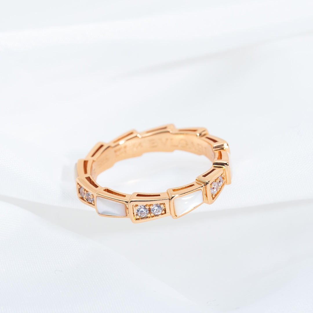 [Charm Aries Jewelry]SERPENTI RING PINK GOLD DIAMOND MOP 3MM
