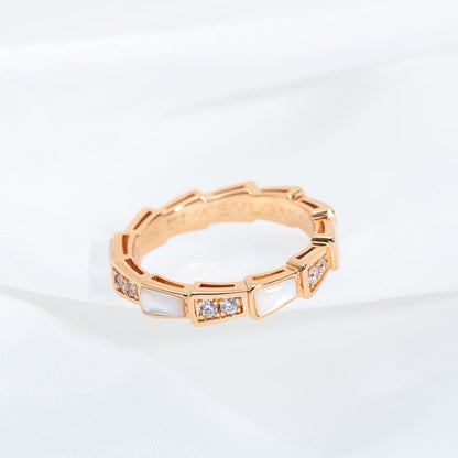 [Charm Aries Jewelry]SERPENTI RING PINK GOLD DIAMOND MOP 3MM