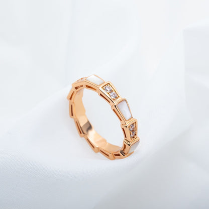[Charm Aries Jewelry]SERPENTI RING PINK GOLD DIAMOND MOP 3MM