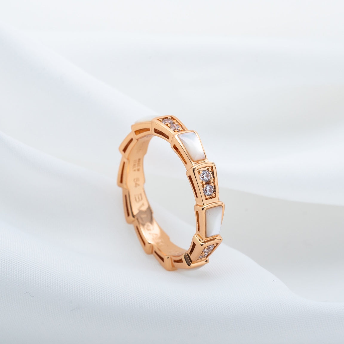 [Charm Aries Jewelry]SERPENTI RING PINK GOLD DIAMOND MOP 3MM