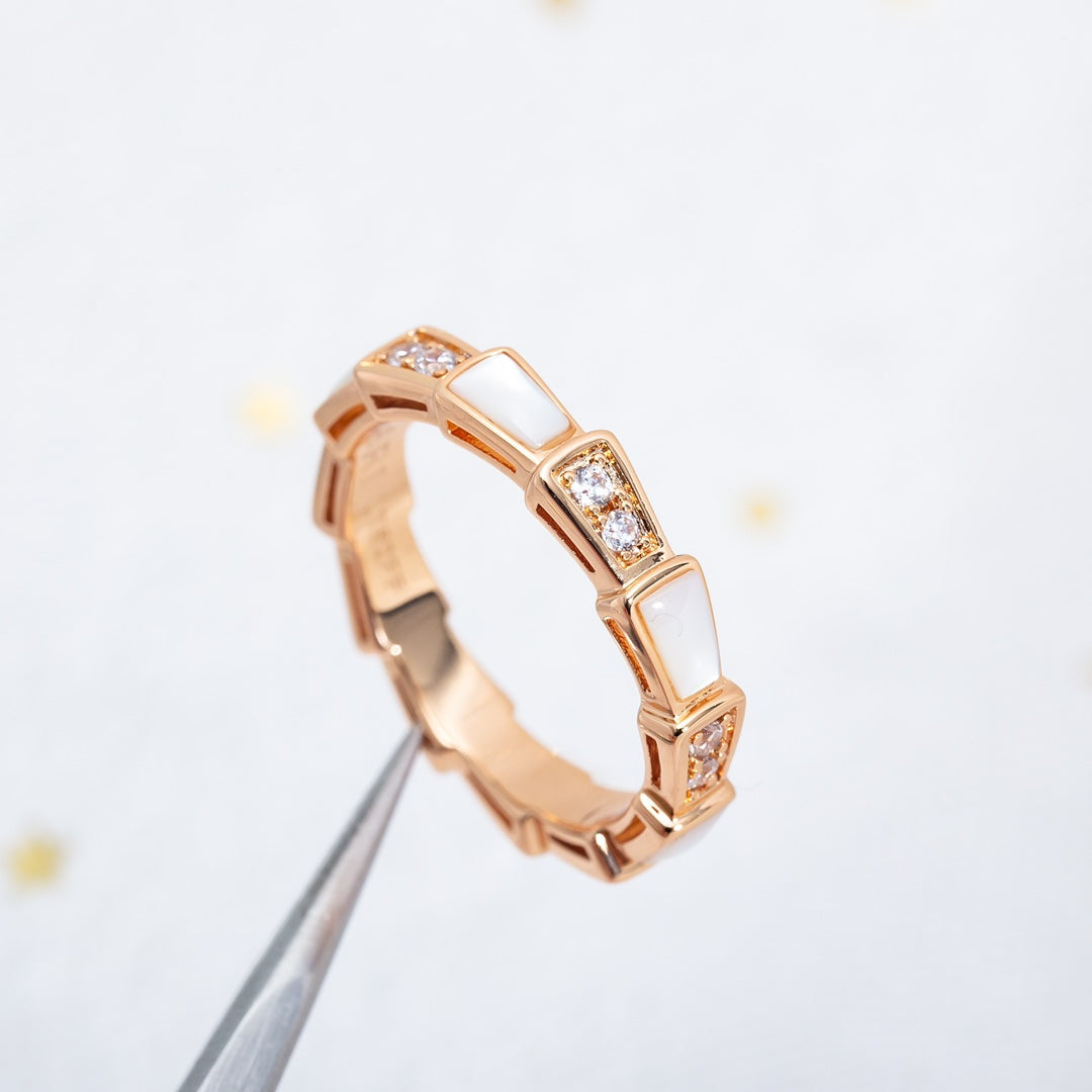 [Charm Aries Jewelry]SERPENTI RING PINK GOLD DIAMOND MOP 3MM