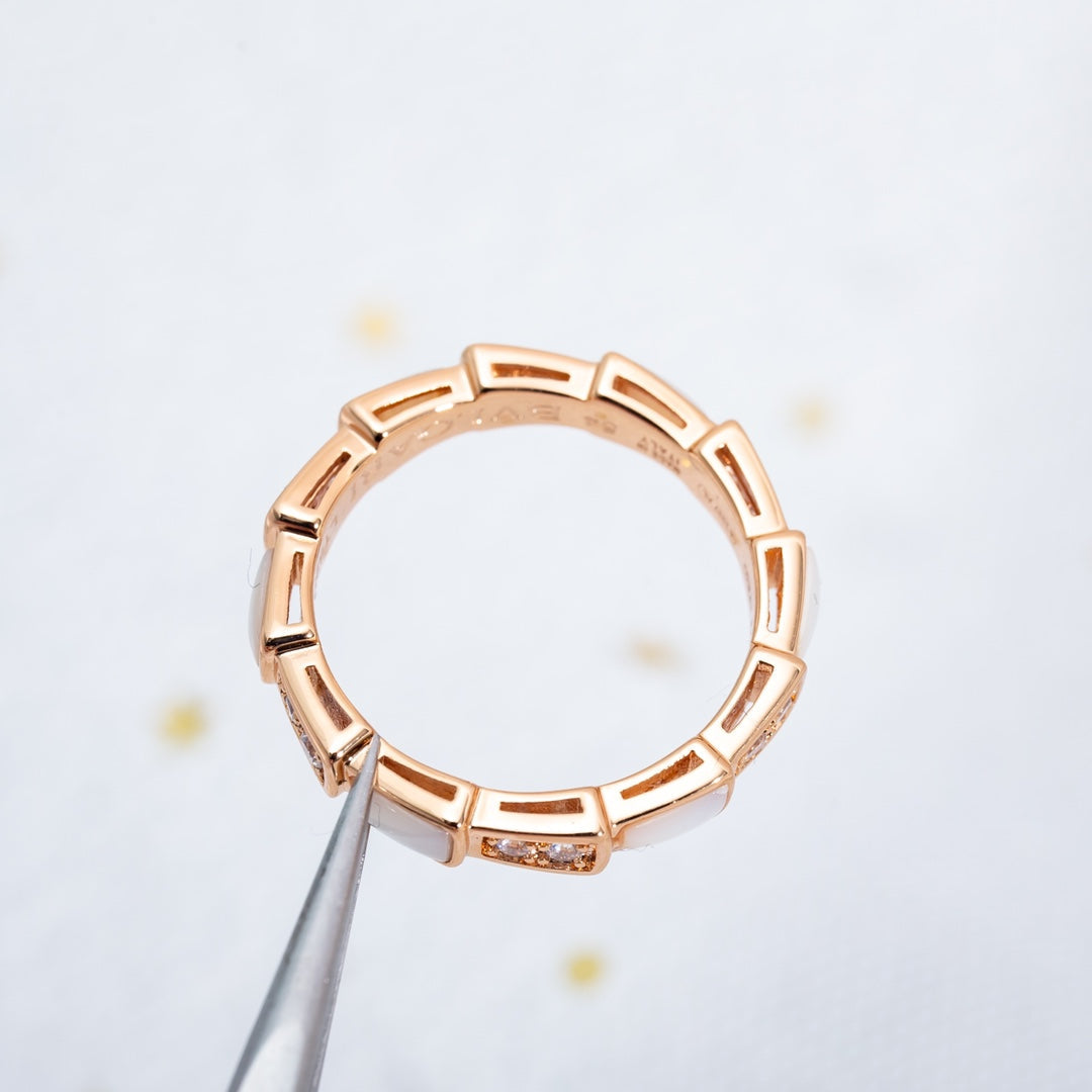 [Charm Aries Jewelry]SERPENTI RING PINK GOLD DIAMOND MOP 3MM