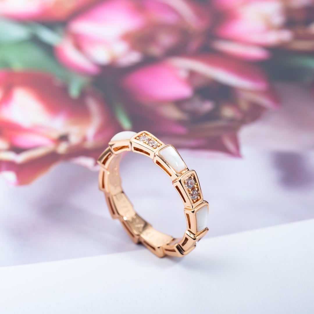 [Charm Aries Jewelry]SERPENTI RING PINK GOLD DIAMOND MOP 3MM