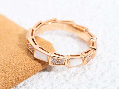 [Charm Aries Jewelry]SERPENTI RING PINK GOLD DIAMOND MOP 3MM