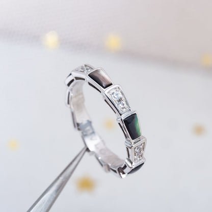 [Charm Aries Jewelry]SERPENTI RING SILVER  DIAMOND BLACK MOP 3MM