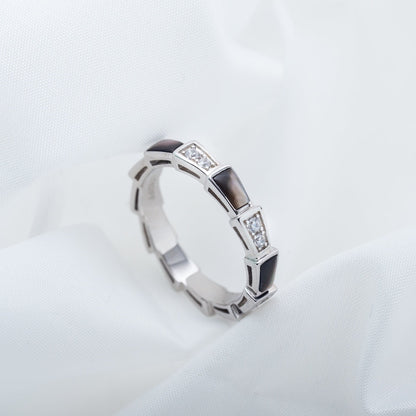 [Charm Aries Jewelry]SERPENTI RING SILVER  DIAMOND BLACK MOP 3MM