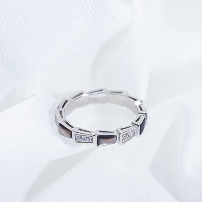 [Charm Aries Jewelry]SERPENTI RING SILVER  DIAMOND BLACK MOP 3MM