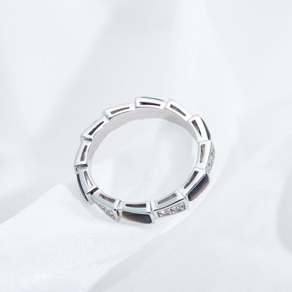[Charm Aries Jewelry]SERPENTI RING SILVER  DIAMOND BLACK MOP 3MM