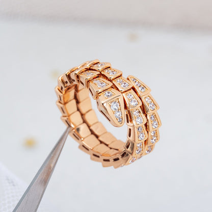 [Charm Aries Jewelry]SERPENTI RING PINK GOLD DIAMOND DOUBLE ROW