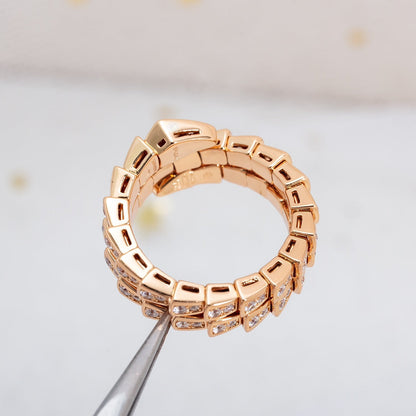 [Charm Aries Jewelry]SERPENTI RING PINK GOLD DIAMOND DOUBLE ROW