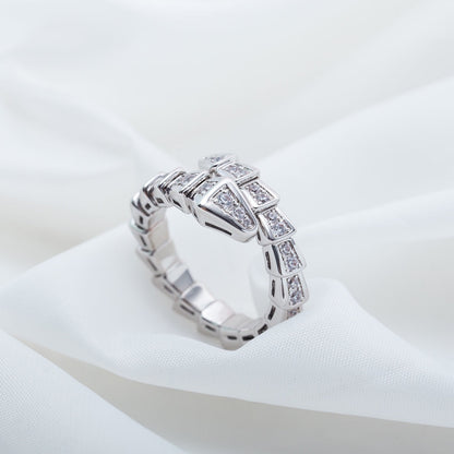 [Charm Aries Jewelry]SERPENTI RING SILVER DIAMOND PAVED 4MM