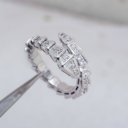 [Charm Aries Jewelry]SERPENTI RING SILVER DIAMOND PAVED 4MM