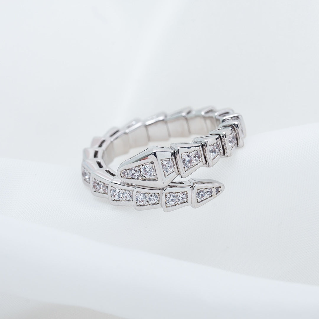 [Charm Aries Jewelry]SERPENTI RING SILVER DIAMOND PAVED 4MM