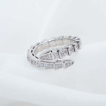 [Charm Aries Jewelry]SERPENTI RING SILVER DIAMOND PAVED 4MM