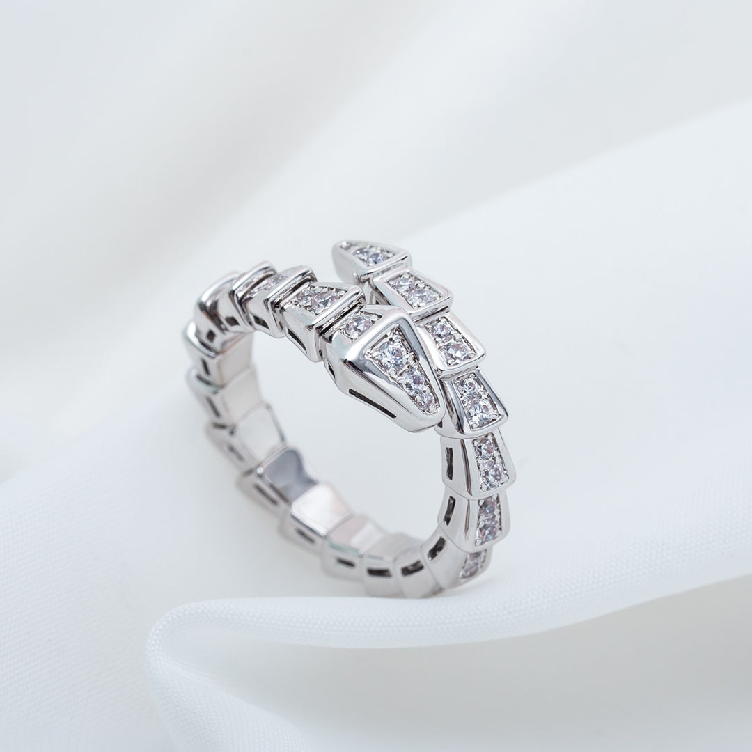 [Charm Aries Jewelry]SERPENTI RING SILVER DIAMOND PAVED 4MM