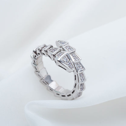 [Charm Aries Jewelry]SERPENTI RING SILVER DIAMOND PAVED 4MM