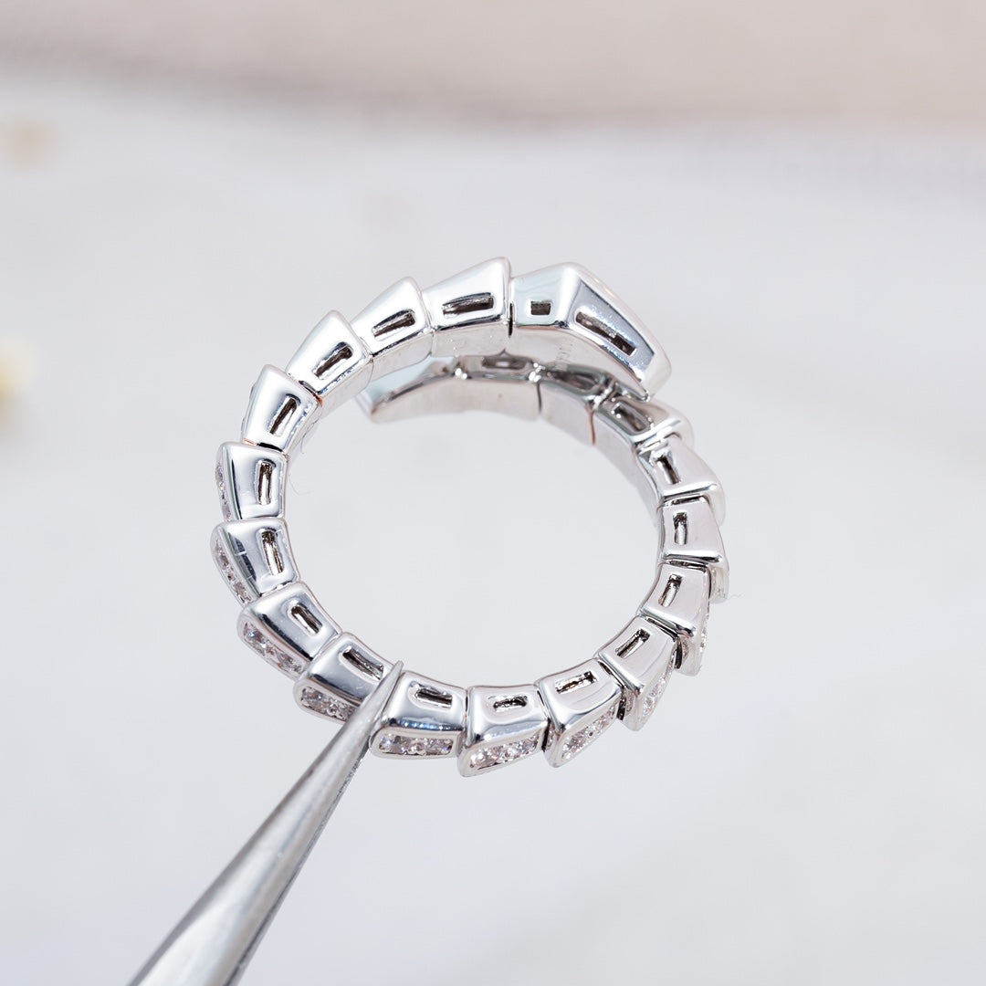 [Charm Aries Jewelry]SERPENTI RING SILVER DIAMOND PAVED 4MM