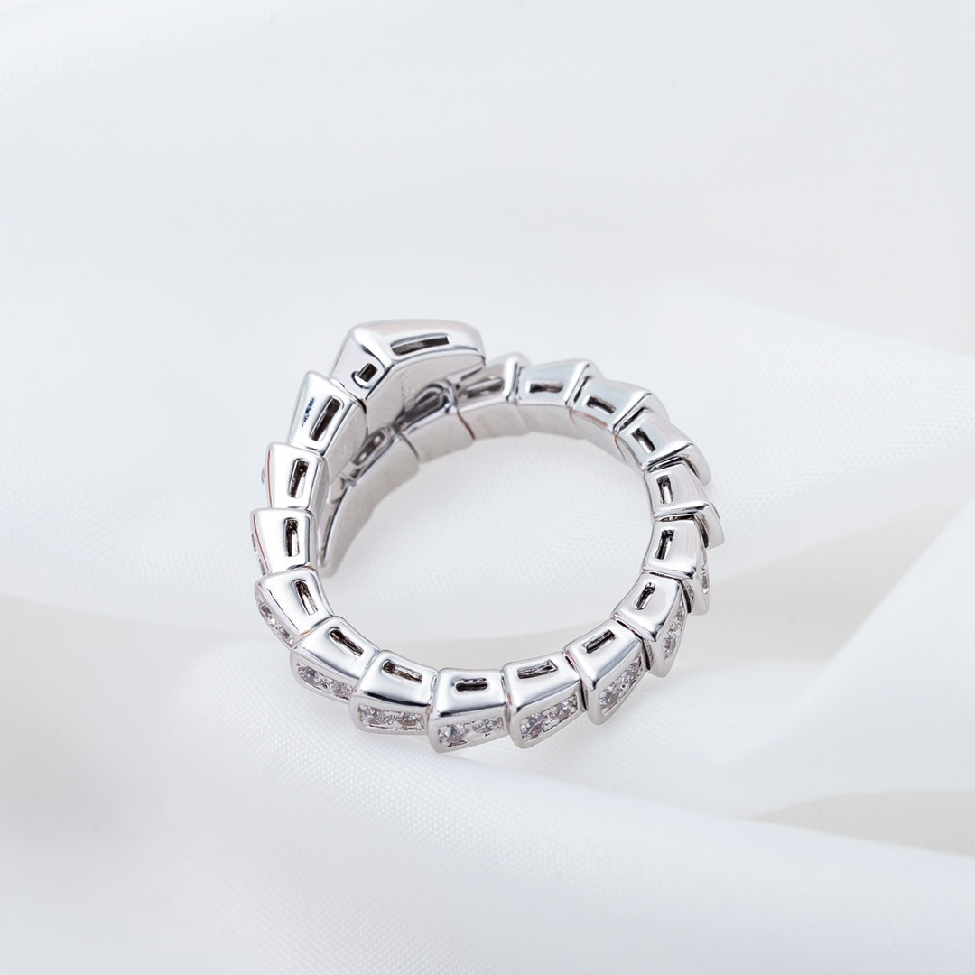[Charm Aries Jewelry]SERPENTI RING SILVER DIAMOND PAVED 4MM