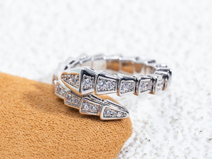 [Charm Aries Jewelry]SERPENTI RING SILVER DIAMOND PAVED 4MM