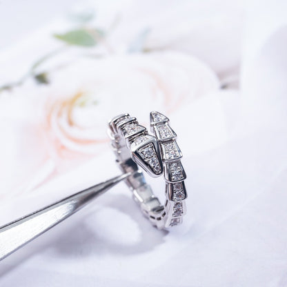 [Charm Aries Jewelry]SERPENTI RING SILVER DIAMOND PAVED 4MM