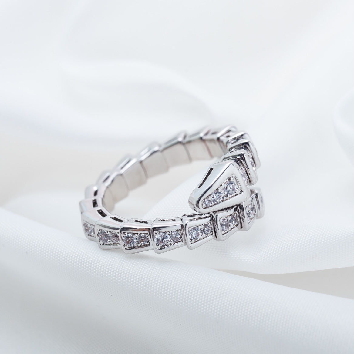 [Charm Aries Jewelry]SERPENTI RING SILVER DIAMOND PAVED 4MM