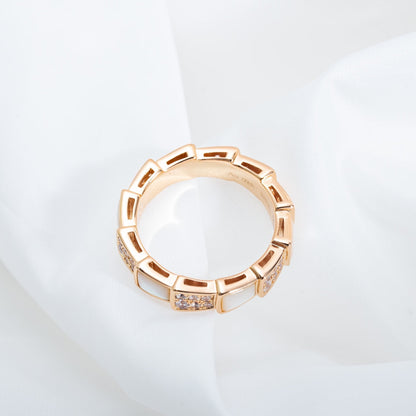 [Charm Aries Jewelry]SERPENTI RING PINK GOLD MOP DIAMOND PAVED 4MM