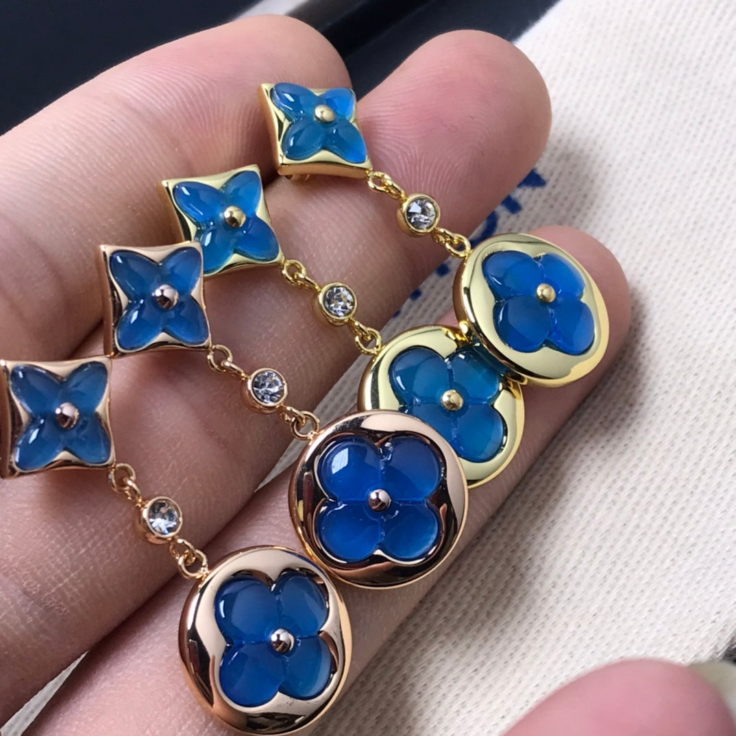 [Charm Aries Jewelry]STAR AND SUN AGATE DIAMOND EARRINGS