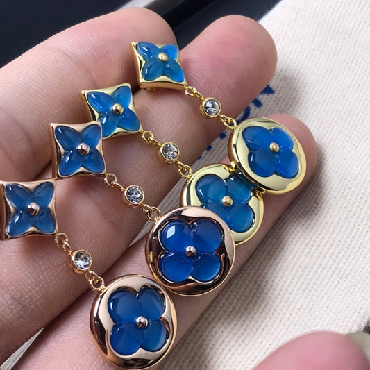 [Charm Aries Jewelry]STAR AND SUN AGATE DIAMOND EARRINGS