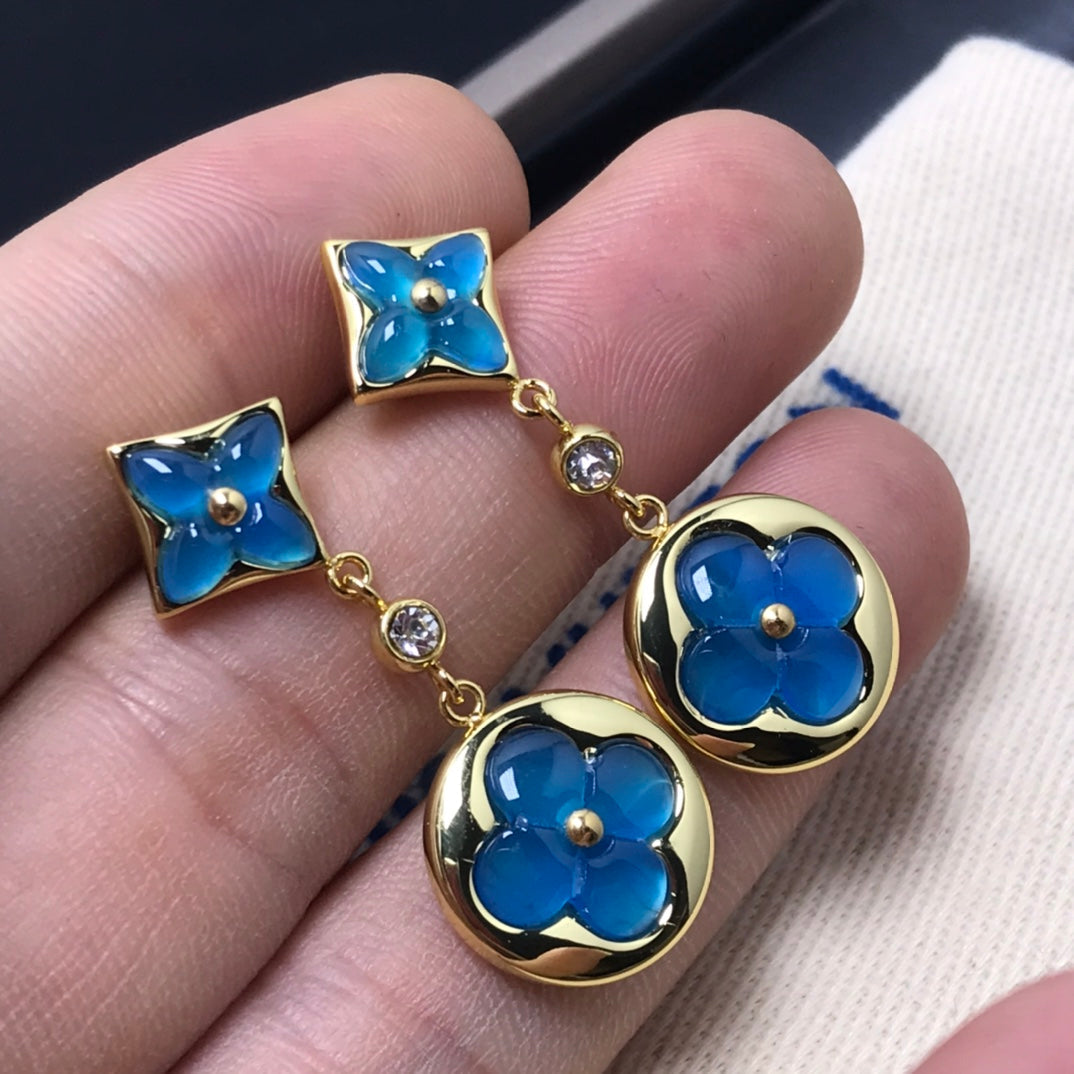 [Charm Aries Jewelry]STAR AND SUN AGATE DIAMOND EARRINGS