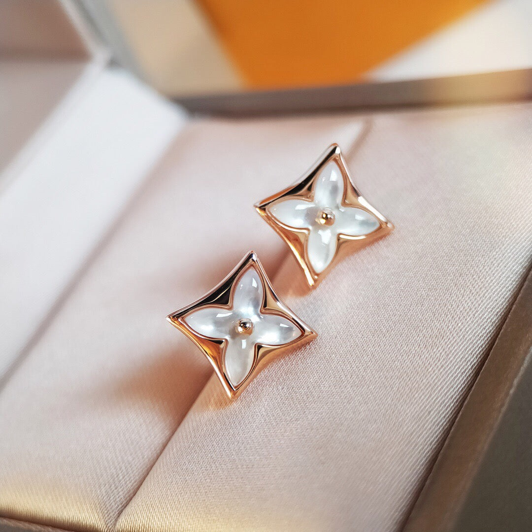 [Charm Aries Jewelry]STAR MOP PINK GOLD EARRINGS