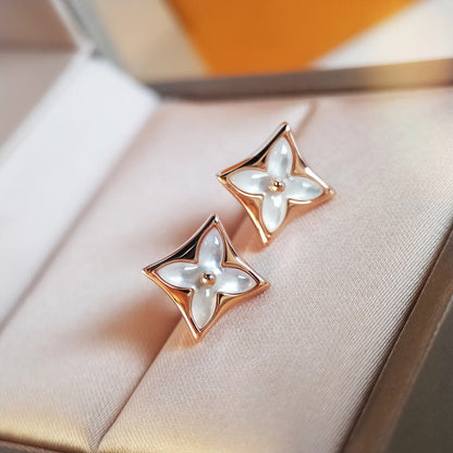 [Charm Aries Jewelry]STAR MOP PINK GOLD EARRINGS