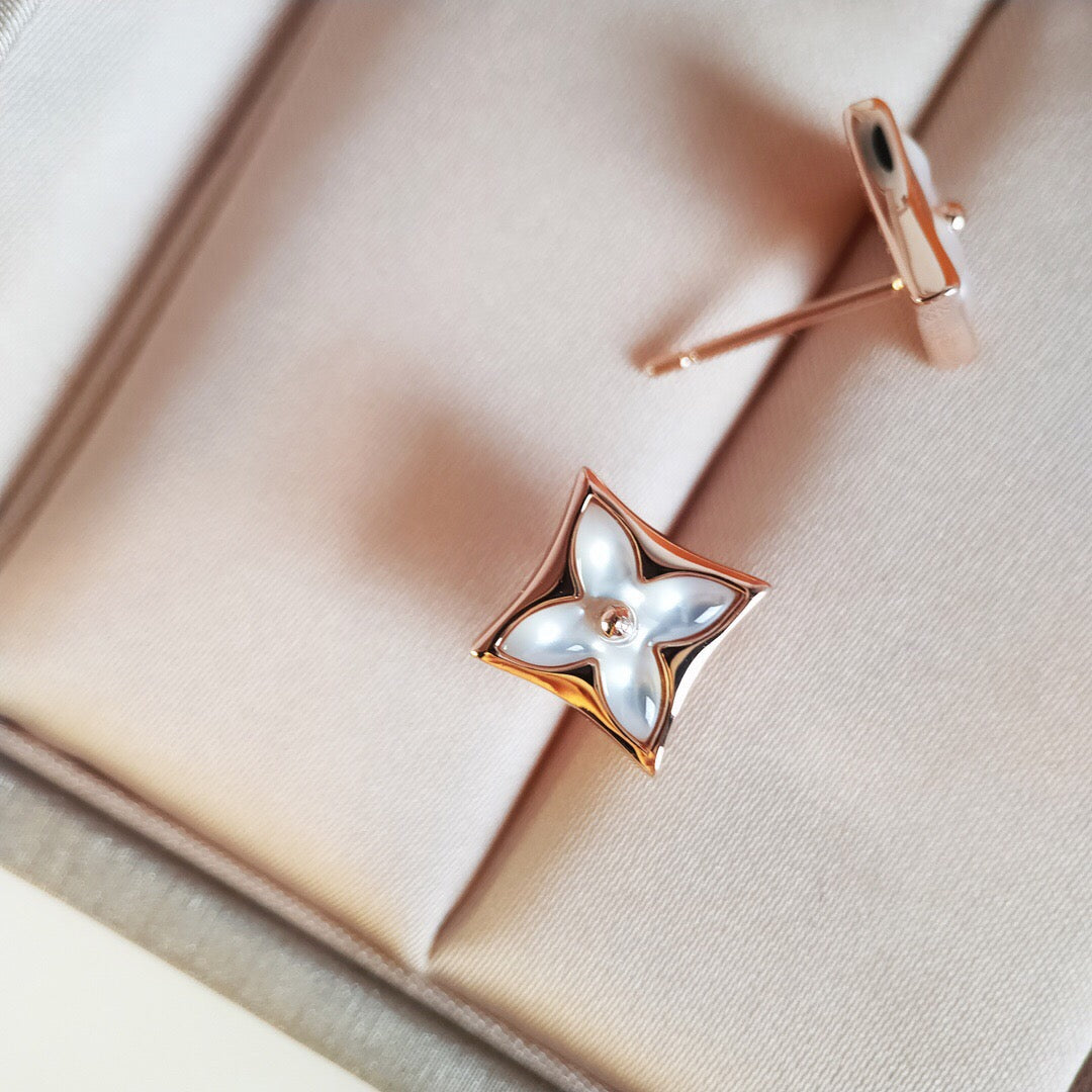 [Charm Aries Jewelry]STAR MOP PINK GOLD EARRINGS