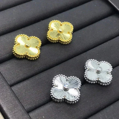 [Charm Aries Jewelry]CLOVER MINI 9.5MM LASER EARRINGS