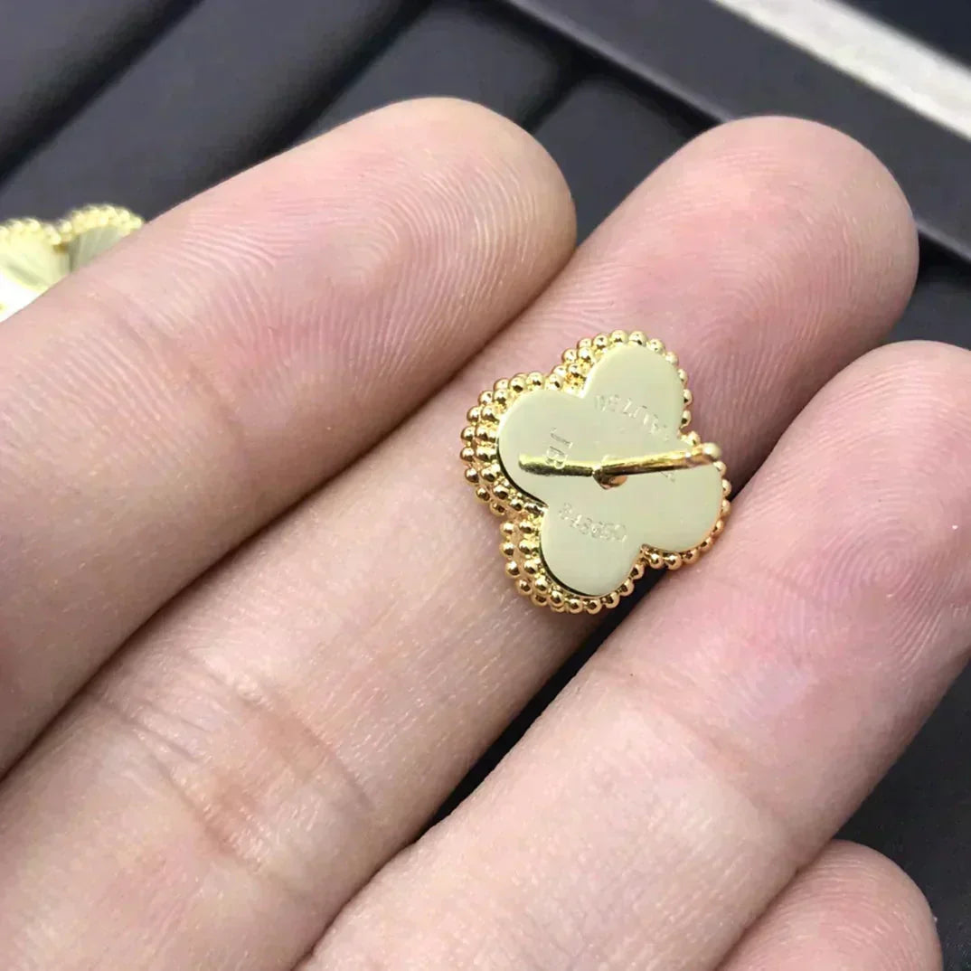 [Charm Aries Jewelry]CLOVER MINI 9.5MM LASER EARRINGS