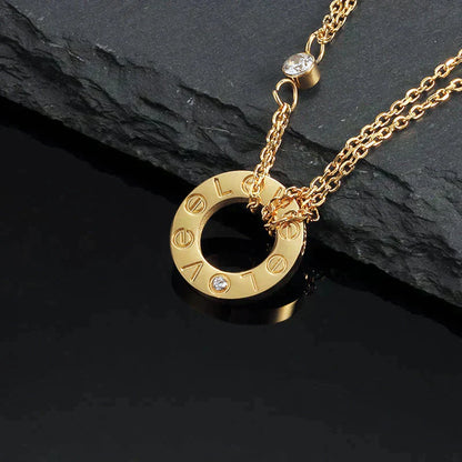[Charm Aries Jewelry]LOVE NECKLACE 16MM 2 DIAMONDS