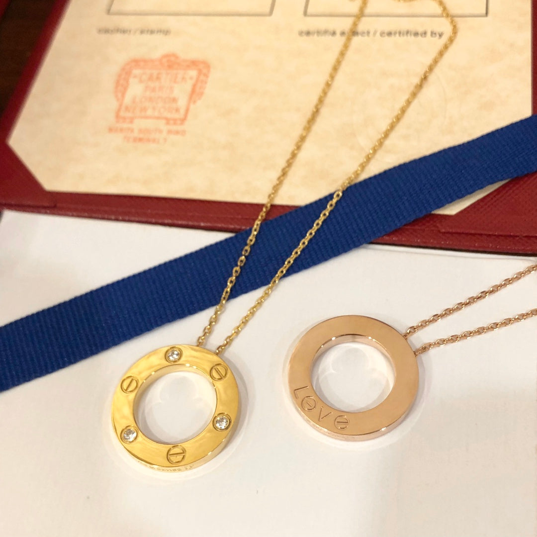 [Charm Aries Jewelry]LOVE NECKLACE 16MM 3 DIAMONDS
