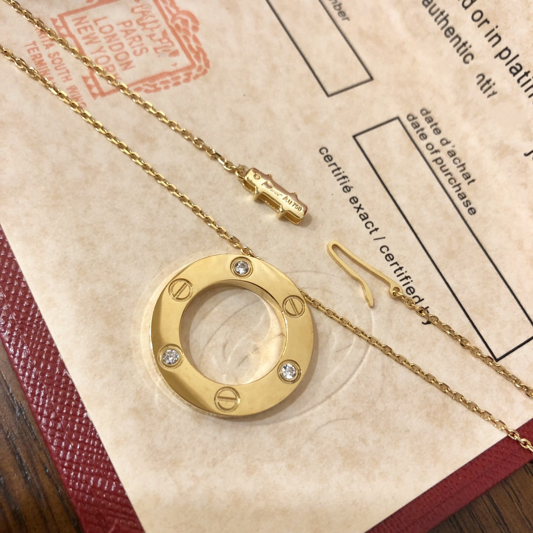 [Charm Aries Jewelry]LOVE NECKLACE 16MM 3 DIAMONDS