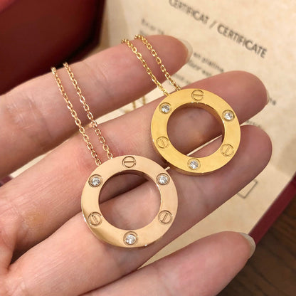 [Charm Aries Jewelry]LOVE NECKLACE 16MM 3 DIAMONDS