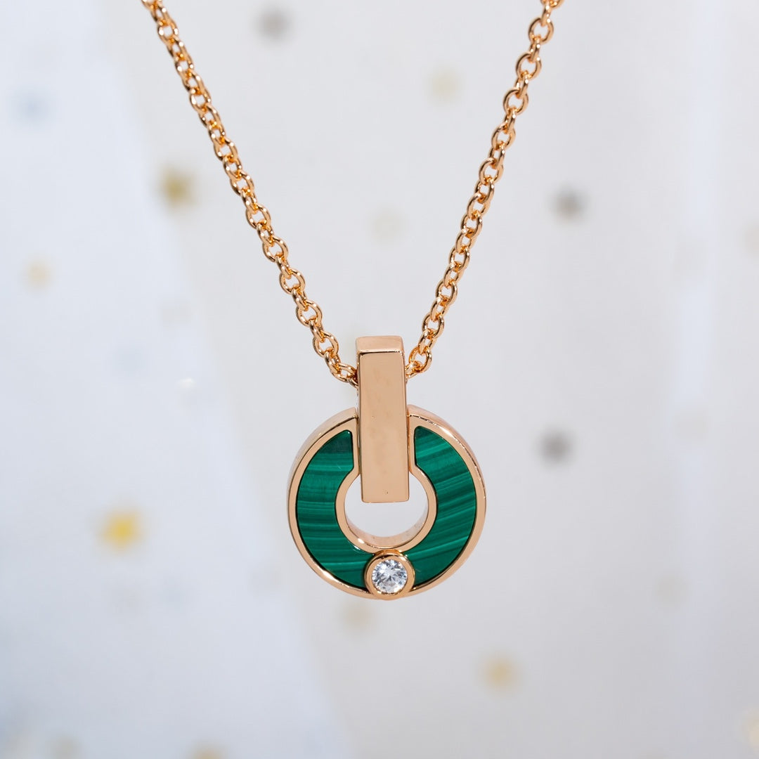 [Charm Aries Jewelry]GARI NECKLACE PINK GOLD MALACHITE