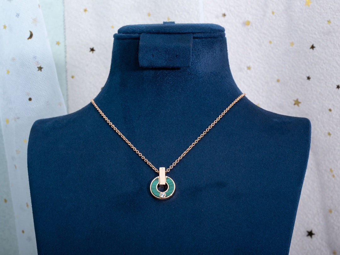 [Charm Aries Jewelry]GARI NECKLACE PINK GOLD MALACHITE