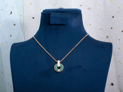 [Charm Aries Jewelry]GARI NECKLACE PINK GOLD MALACHITE